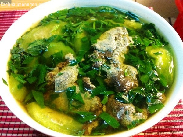 Canh cua mồng tơi